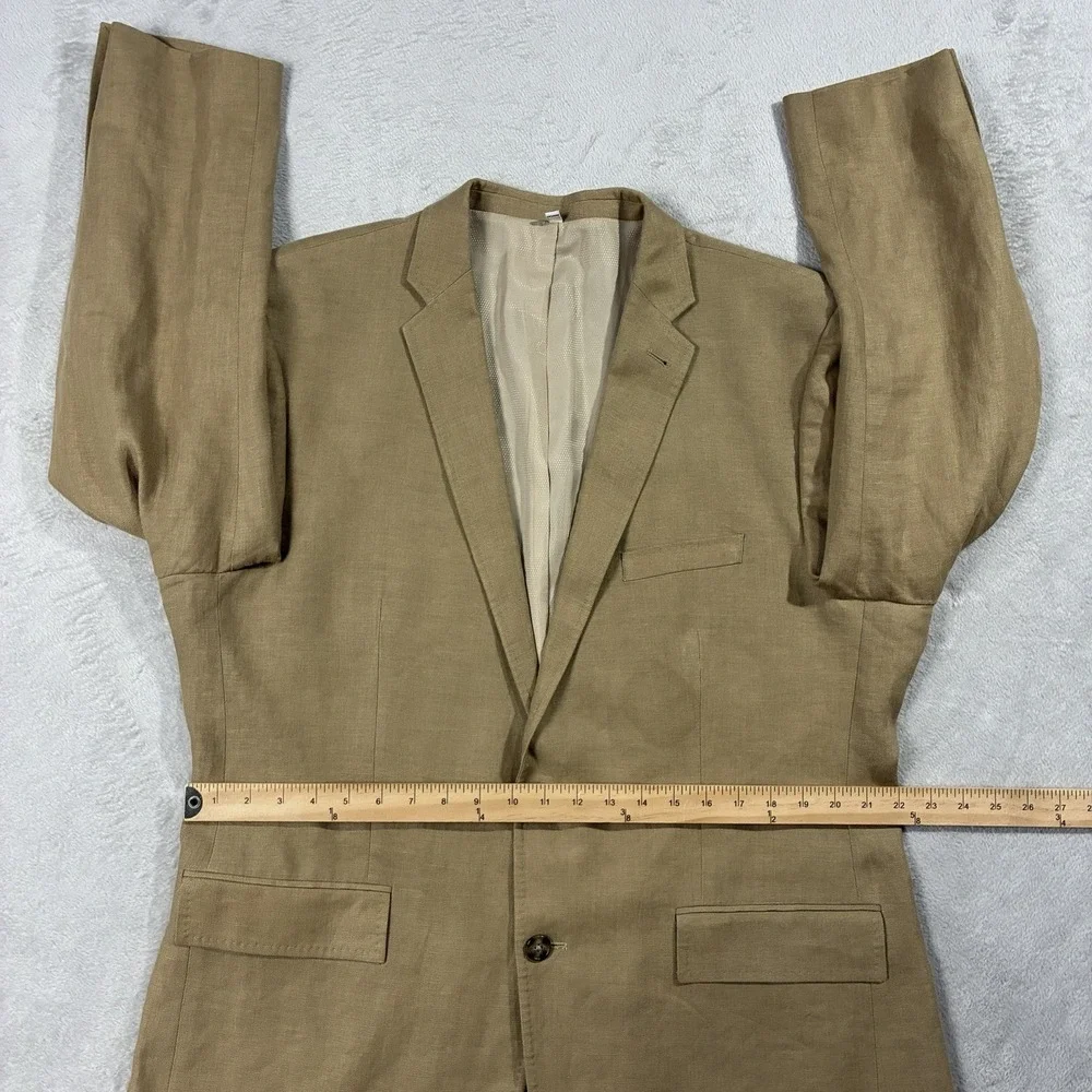 Murano Baird McNutt Linen Blazer Single Breasted Tan Mens XL Quiet Luxury Resort